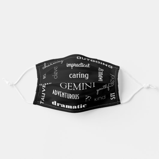 Gemini Traits Adult Cloth Face Mask (Front, Unfolded)