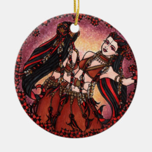 Gemini Tribal Belly Dance Ceramic Ornament