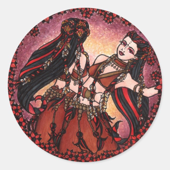 Gemini Tribal Belly Dance Classic Round Sticker (Front)