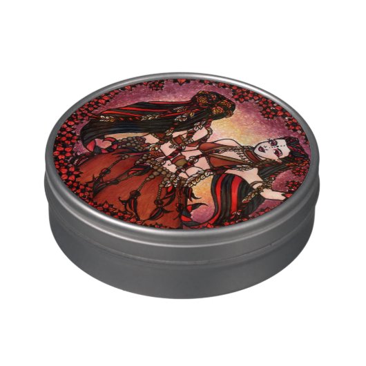 Gemini Tribal belly dancers Jelly Belly Tin (Side)