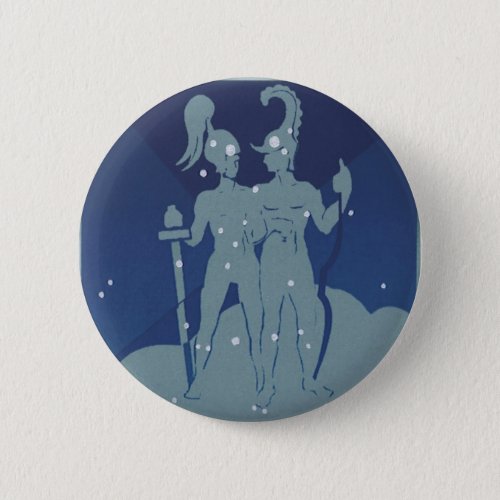 Gemini Twin Constellation Vintage Zodiac Astrology Button