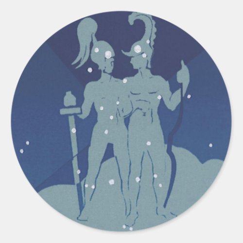 Gemini Twin Constellation Vintage Zodiac Astrology Classic Round Sticker