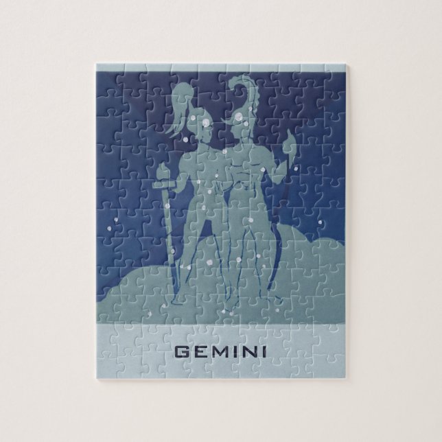 Gemini Twin Constellation Vintage Zodiac Astrology Jigsaw Puzzle (Vertical)