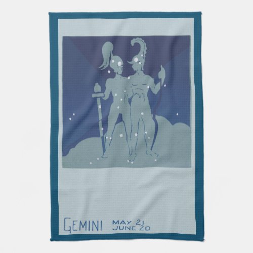 Gemini Twin Constellation Vintage Zodiac Astrology Kitchen Towel