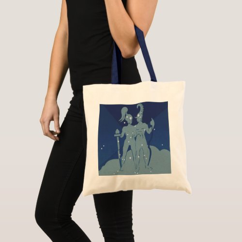 Gemini Twin Constellation Vintage Zodiac Astrology Tote Bag