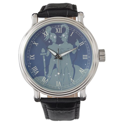 Gemini Twin Constellation Vintage Zodiac Astrology Watch