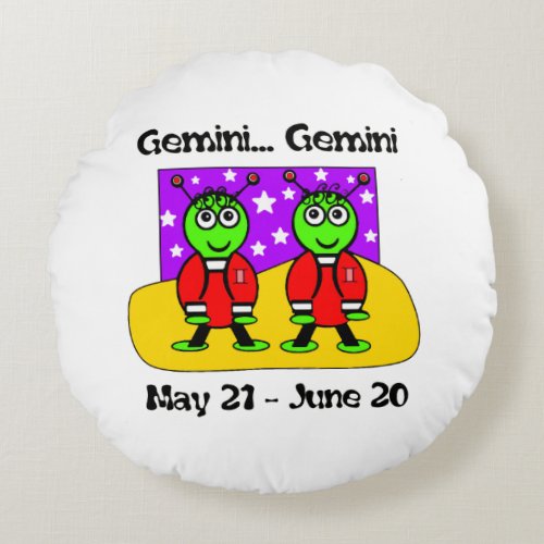 Gemini Twin Cuties Round Pillow