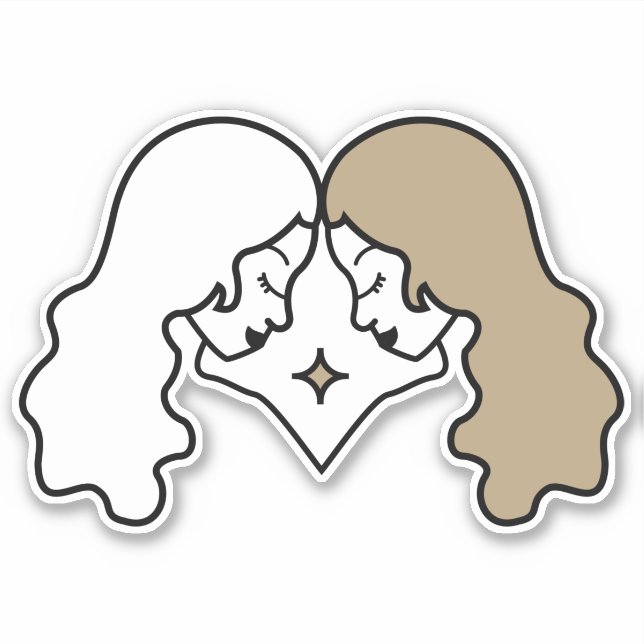 Gemini Twins Air Sign black astrological symbol Sticker (Front)