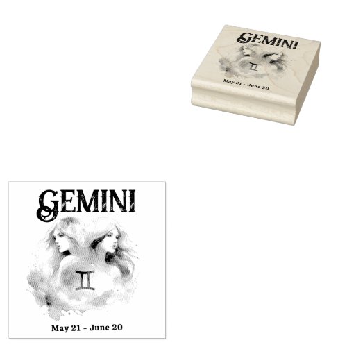 Gemini Twins Astrology Zodiac Sign Custom Birthday Rubber Stamp