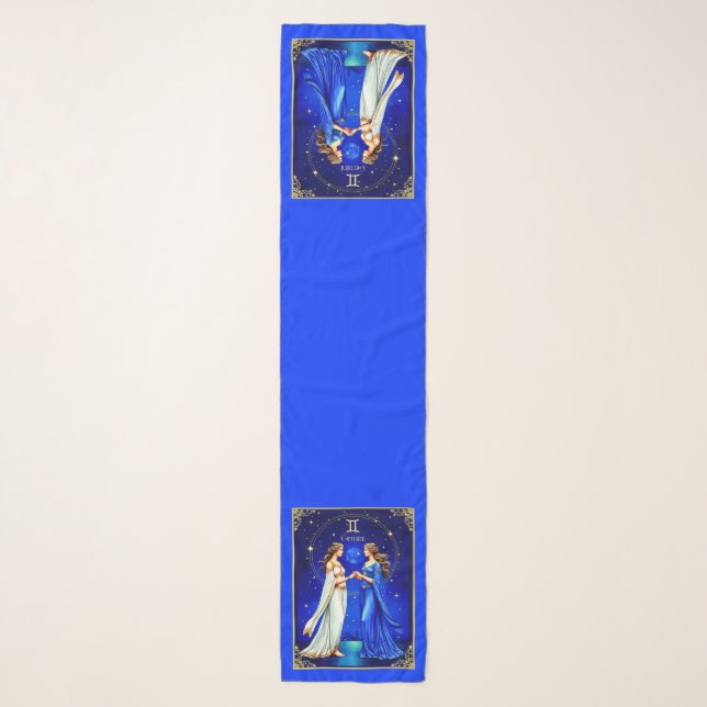 Gemini Twins Beneath a Starry Sky Scarf (Front)