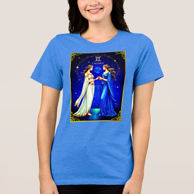 Gemini Twins Beneath a Starry Sky Tri-Blend Shirt (Front)