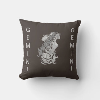 Gemini Twins Brown Throw Pillow