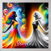 Gemini Twins Color & Black and White Horoscope