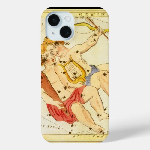 Gemini Twins Vintage Constellation Uranias Mirror iPhone 15 Case