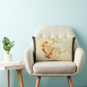 Gemini Twins Vintage Constellation Urania's Mirror Lumbar Pillow