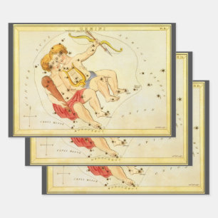 Gemini Twins Vintage Constellation Urania's Mirror Wrapping Paper Sheets