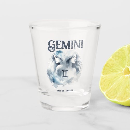 Gemini Twins Watercolor Zodiac Sign Birthday Shot Glass