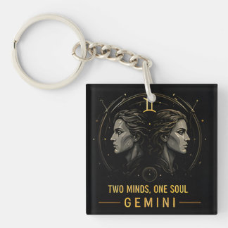Gemini Twins Zodiac Sign Celestial Horoscope Decor Keychain