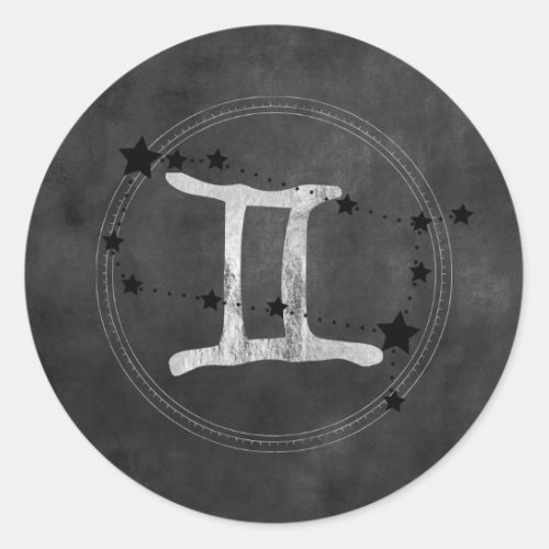 Gemini Twins zodiac sign constellation silver star Classic Round Sticker