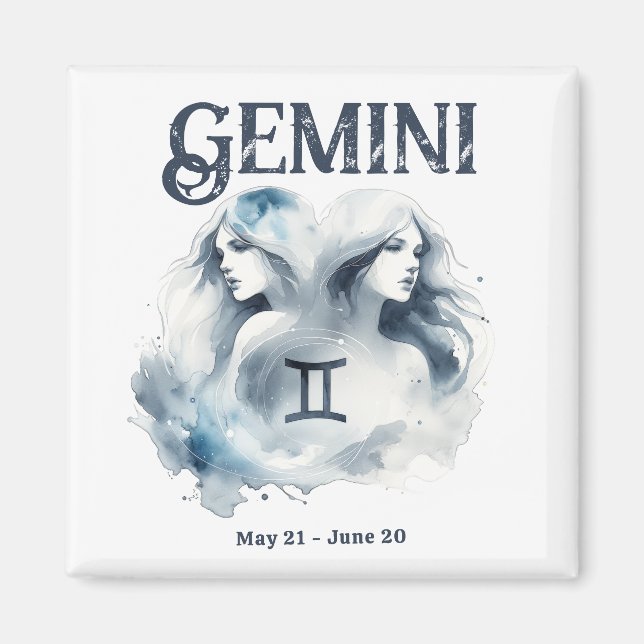 Gemini Twins Zodiac Sign Custom Birth Date Magnet (Front)