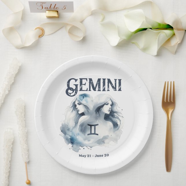 Gemini Twins Zodiac Themed Birthday Party Paper Plates (Wedding)