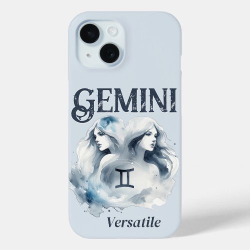 Gemini Versatile Watercolor Twins Zodiac Sign iPhone 15 Case