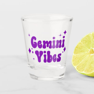 Gemini Vibes Zodiac Astrology Purple Stars Shot Glass