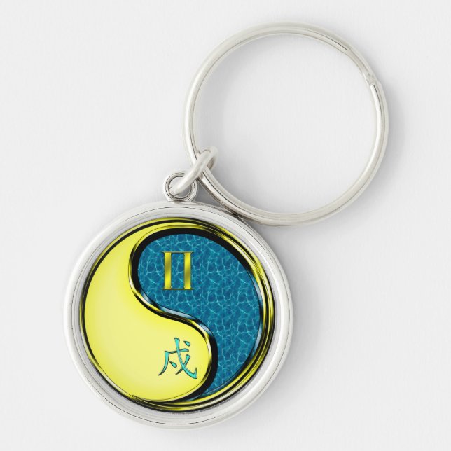 Gemini & Water Dog Keychain (Front)