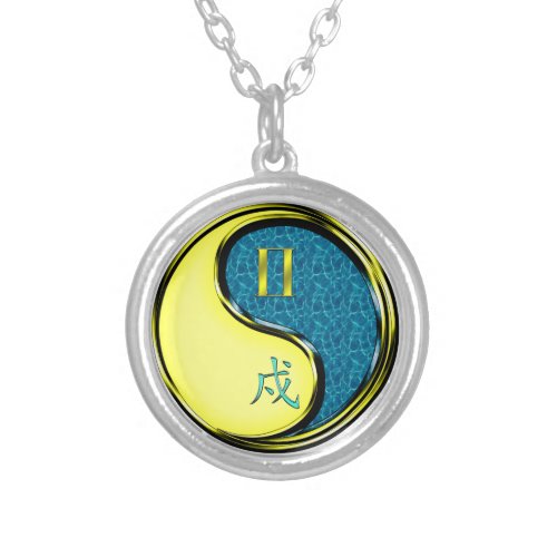 Gemini Water Dog Silver Plated Necklace