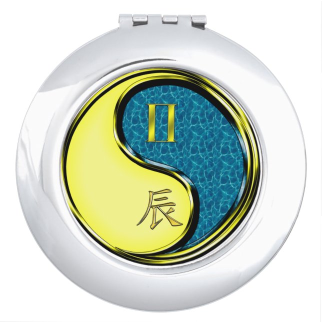 Gemini & Water Dragon Compact Mirror (Front)