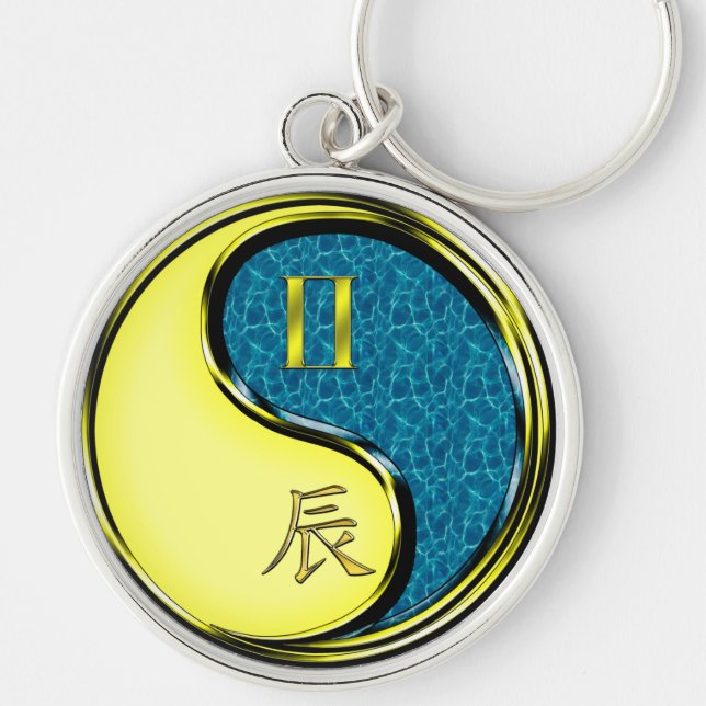 Gemini & Water Dragon Keychain (Front)