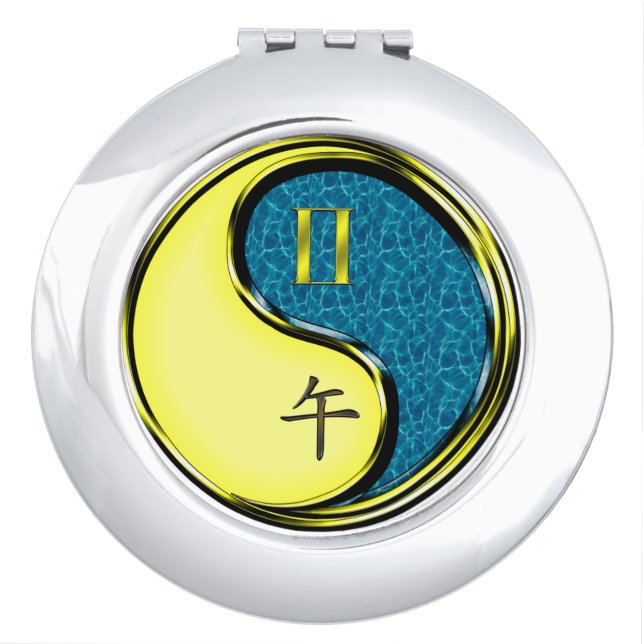 Gemini & Water Horse Compact Mirror (Front)