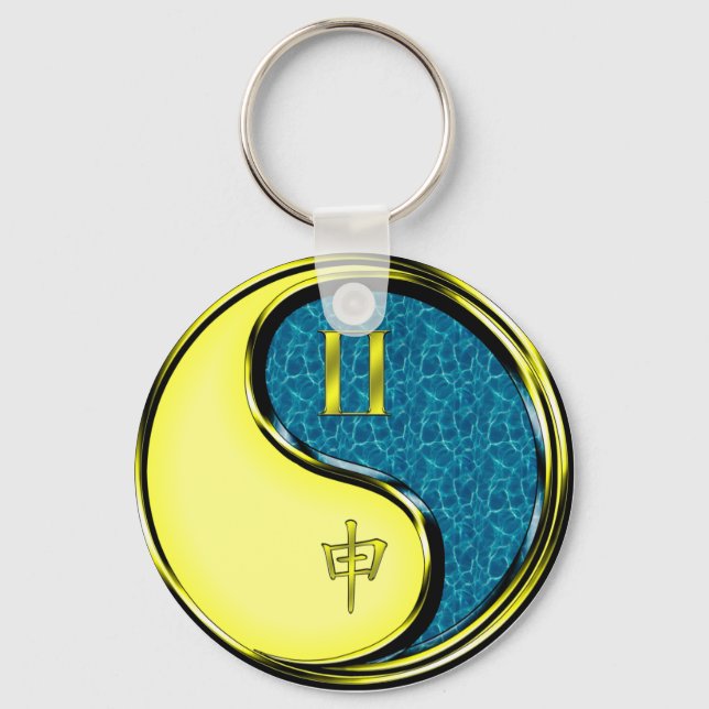 Gemini & Water Monkey Keychain (Front)