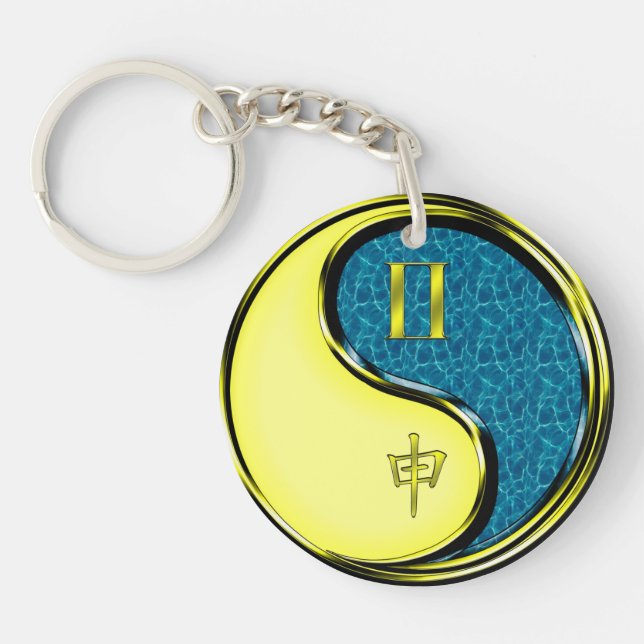 Gemini & Water Monkey Keychain (Front)