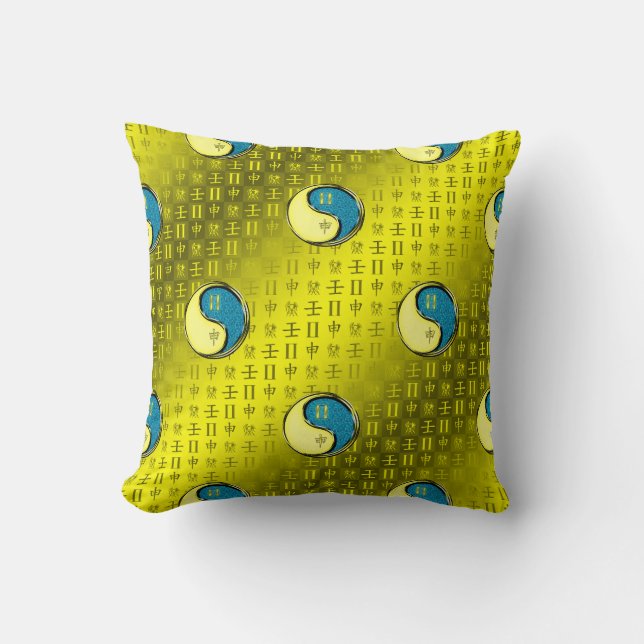 Gemini & Water Monkey Throw Pillow (Front)