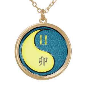 Gemini & Water Rabbit Gold Plated Necklace