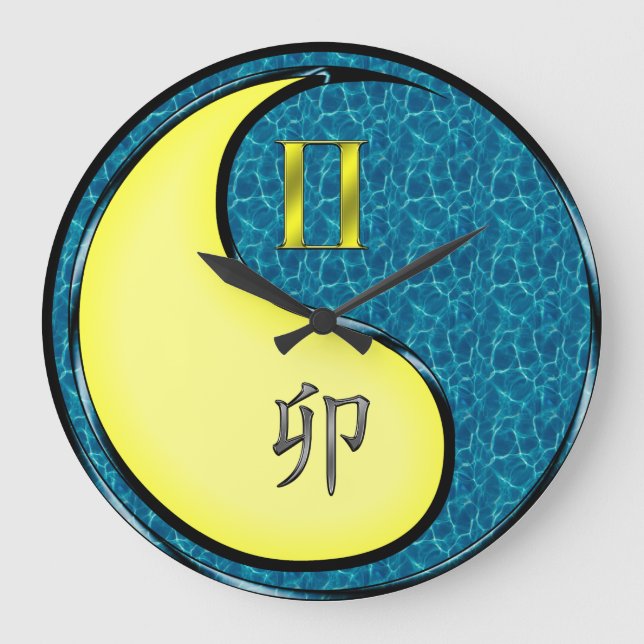 Gemini & Water Rabbit Large Clock (Front)