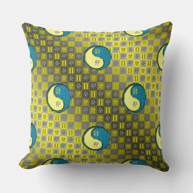 Gemini & Water Rabbit Throw Pillow (Front)
