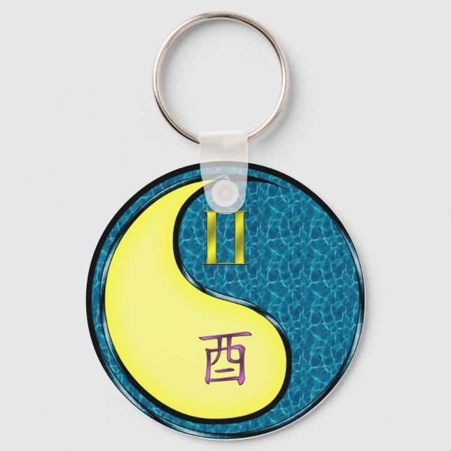 Gemini & Water Rooster Keychain (Front)