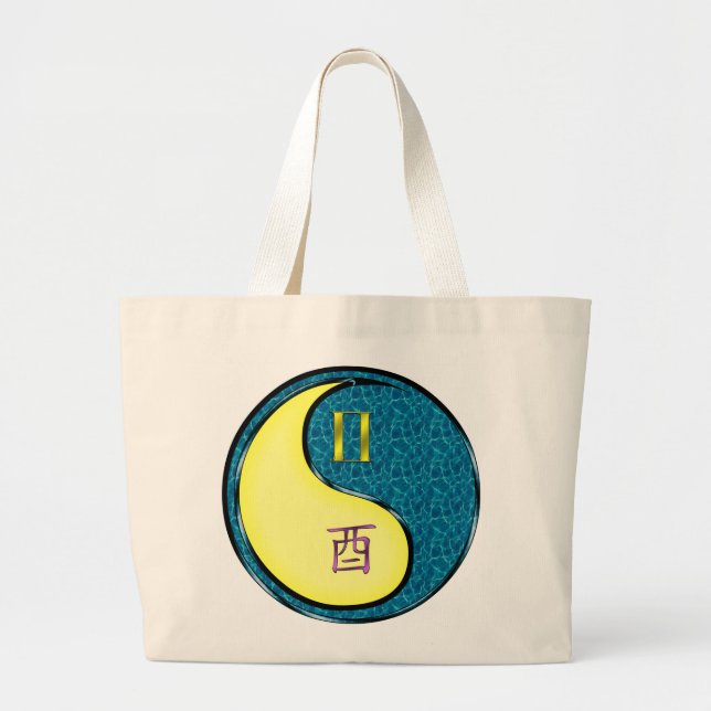 Gemini & Water Rooster Large Tote Bag (Front)