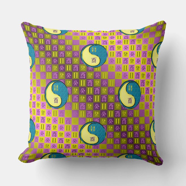 Gemini & Water Rooster Throw Pillow (Front)