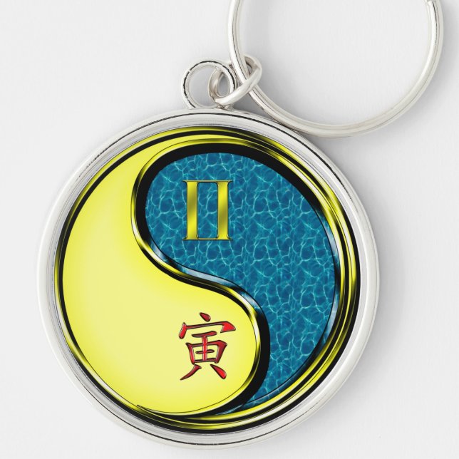 Gemini & Water Tiger Keychain (Front)