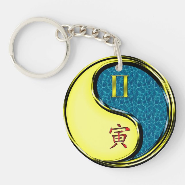 Gemini & Water Tiger Keychain (Front)
