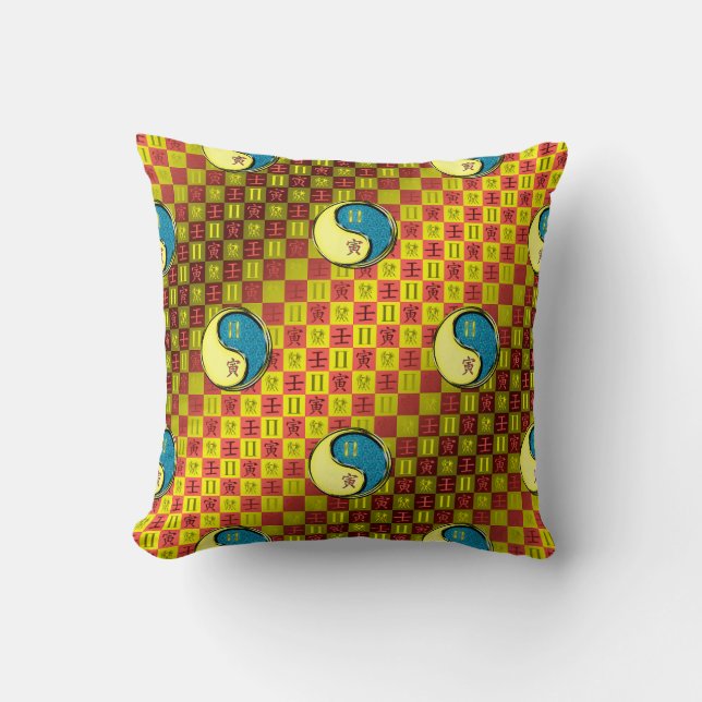 Gemini & Water Tiger Throw Pillow (Front)