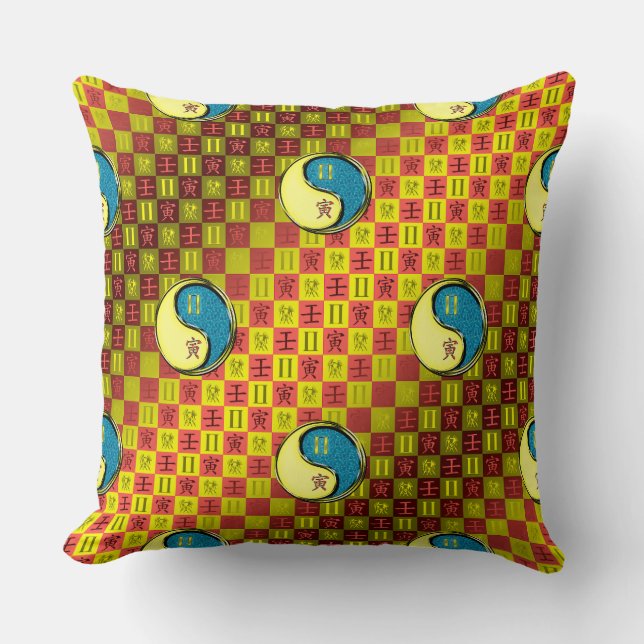 Gemini & Water Tiger Throw Pillow (Front)