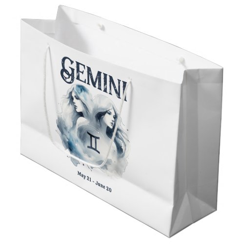 Gemini Watercolor Bull Zodiac Theme Birthday Party Large Gift Bag