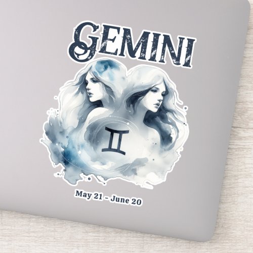 Gemini Watercolor Zodiac Sign Custom Birth Date Sticker