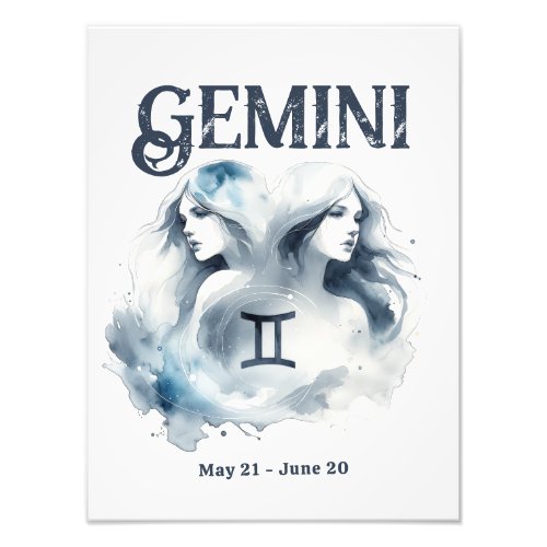 Gemini Watercolor Zodiac Sign Poster Art