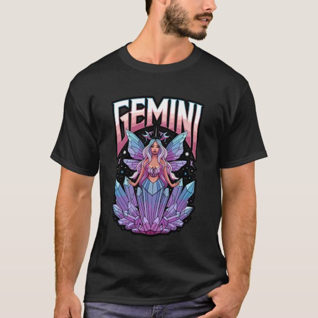 Gemini Witchcraft Zodiac Signs Skull Constellation T-Shirt (Front)