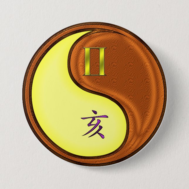 Gemini & Wood Boar Button (Front)